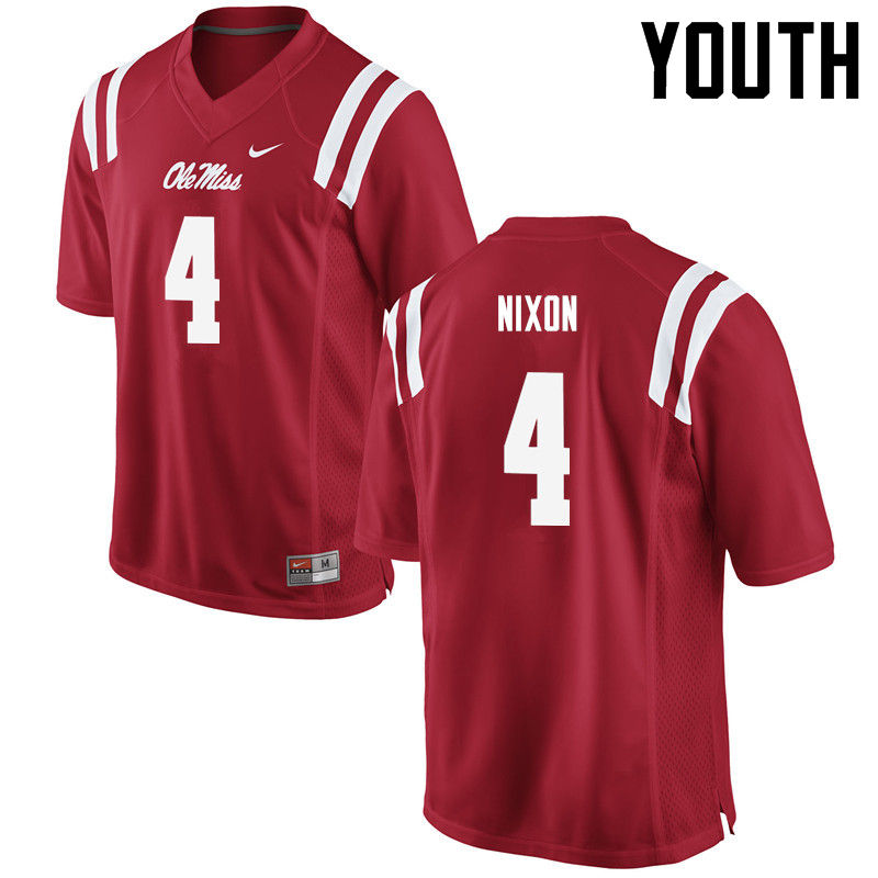 Tre Nixon Ole Miss Rebels NCAA Youth Red #4 Stitched Limited College Football Jersey SVN3358TI